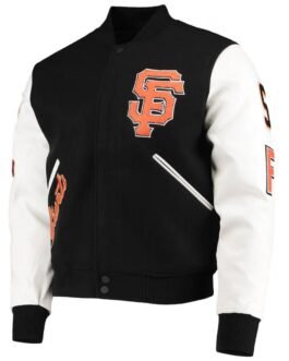 San Francisco Giants Letterman Black and White Full-Zip Jacket