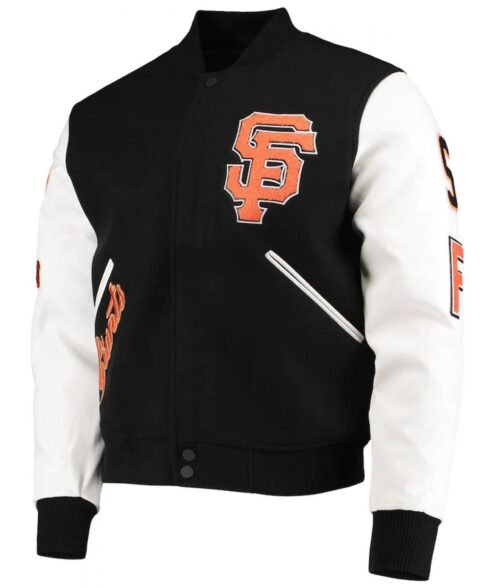 San Francisco Giants Letterman Black and White Full-Zip Jacket