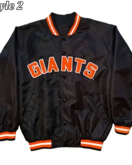 San Francisco Giants Italic Black Satin Jacket