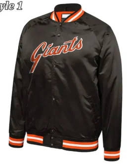 San Francisco Giants Italic Black Satin Jacket