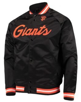 San Francisco Giants Full-Snap Black Satin Jacket