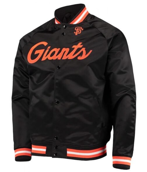 San Francisco Giants Full-Snap Black Satin Jacket