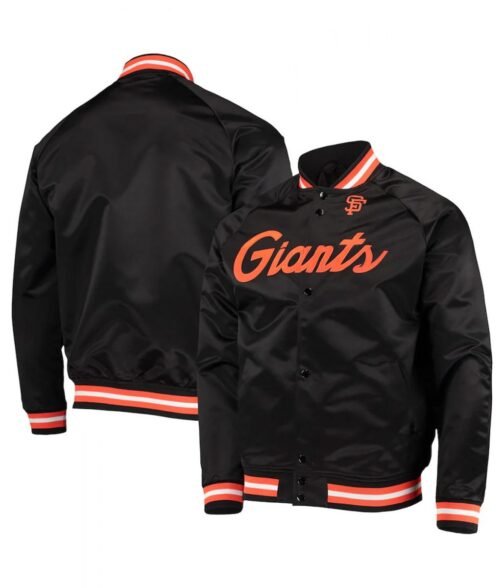 San Francisco Giants Full-Snap Black Satin Jacket - Image 3