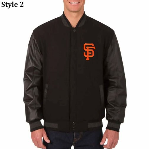 Charcoal/Black San Francisco Giants Varsity Jacket - Image 2