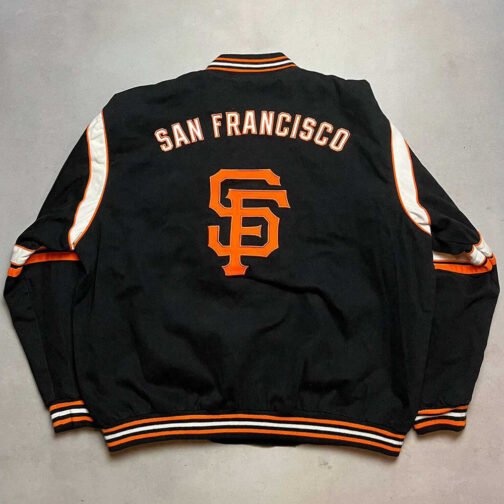 San Francisco Giants Embroidered Logo Black Varsity Wool Jacket - Image 4