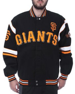 San Francisco Giants Embroidered Logo Black Varsity Wool Jacket
