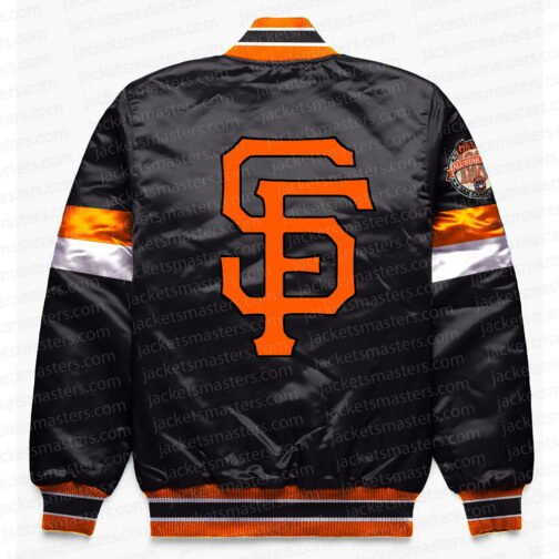 San Francisco Giants Home Game Black Varsity Satin Jacket - Image 2