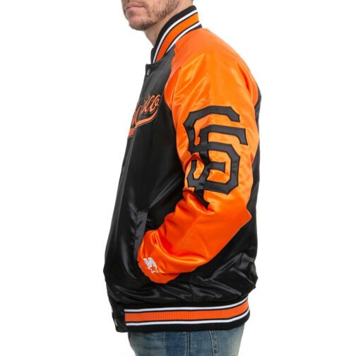 San Francisco Giants Black/Orange Varsity Satin Jacket - Image 4
