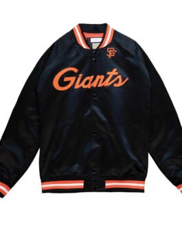 San Francisco Giants Black Lightweight Satin Orange Rib Jacket