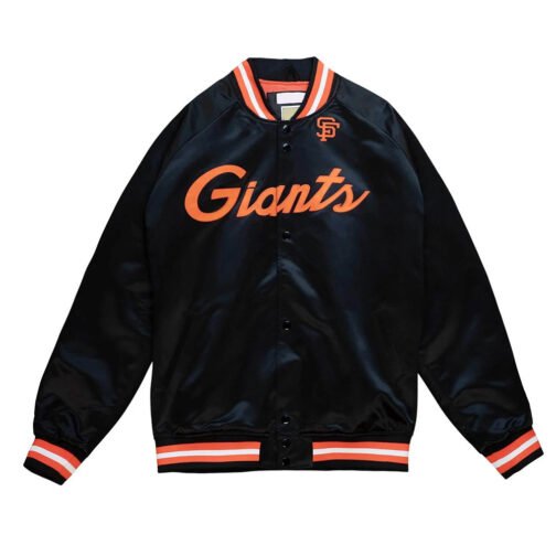 San Francisco Giants Black Lightweight Satin Orange Rib Jacket