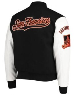 San Francisco Giants Letterman Black and White Full-Zip Jacket