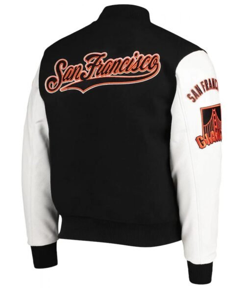 San Francisco Giants Letterman Black and White Full-Zip Jacket - Image 2