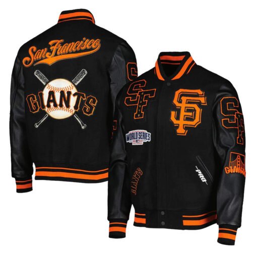 Varsity San Francisco Giants Mash Up Black Jacket - Image 7