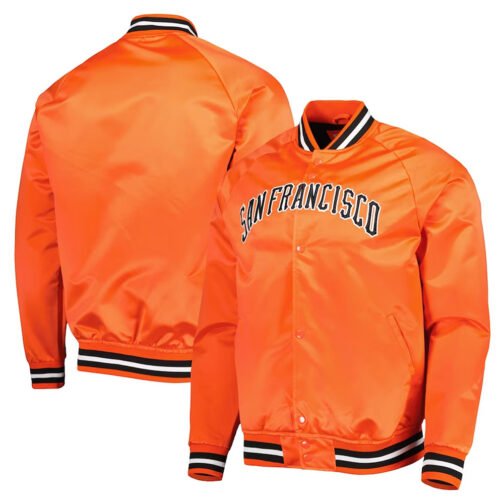 San Francisco Giants Orange Satin Raglan Full-Snap Jacket - Image 3