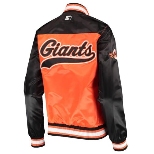 San Francisco Giants The Legend Orange and Black Satin Jacket - Image 2
