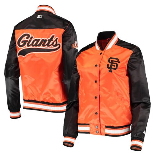 San Francisco Giants The Legend Orange and Black Satin Jacket - Image 3