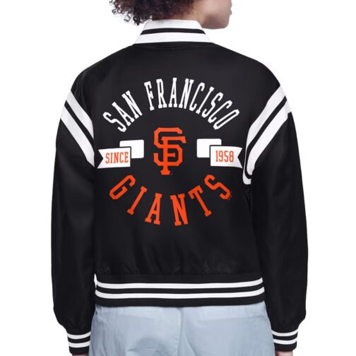 San Francisco Giants Printed Logo Varsity Satin Jacket - Image 3