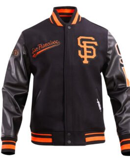 San Francisco Giants Script Tail Classic Rib Varsity Jacket