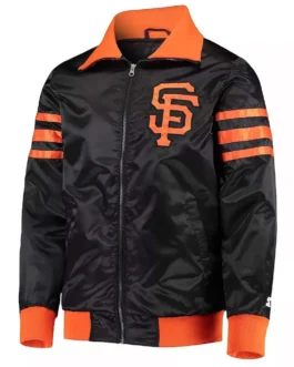The Captain II San Francisco Giants Black Full-Snap Satin Jacket