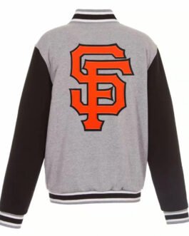 San Francisco Giants Embroidered Black and Gray Varsity Wool Jacket