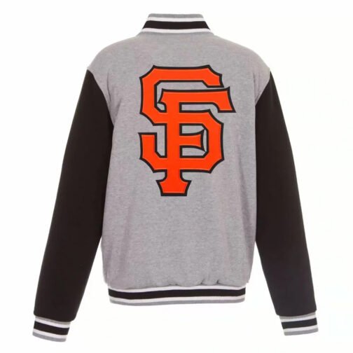San Francisco Giants Embroidered Black and Gray Varsity Wool Jacket - Image 2