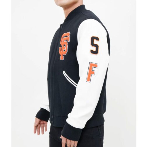 San Francisco Giants Letterman Black and White Full-Zip Jacket - Image 6