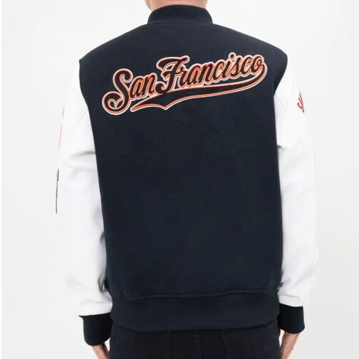 San Francisco Giants Letterman Black and White Full-Zip Jacket - Image 4
