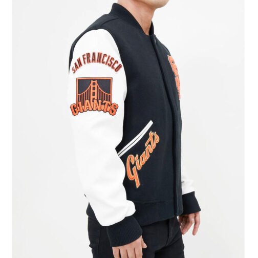 San Francisco Giants Letterman Black and White Full-Zip Jacket - Image 5