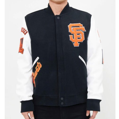 San Francisco Giants Letterman Black and White Full-Zip Jacket - Image 3