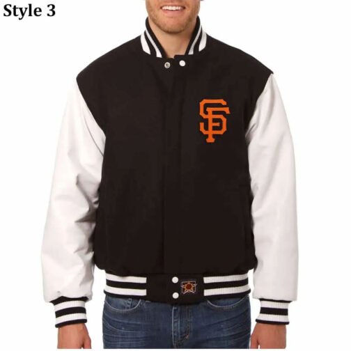 Charcoal/Black San Francisco Giants Varsity Jacket - Image 3