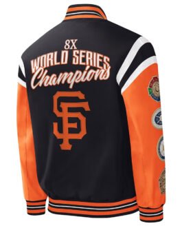 San Francisco Title Holder Black/Orange Varsity Satin Jacket