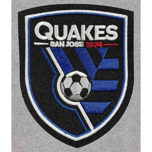 San Jose Earthquakes Gray and Black Varsity Wool Jacket - Image 3