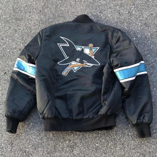 San Jose Sharks 90’s Black Bomber Jacket - Image 2