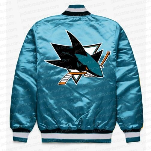 San Jose Sharks Aqua Green Satin Jacket - Image 2