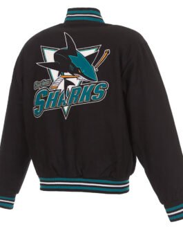 Black San Jose Sharks Varsity Wool Jacket