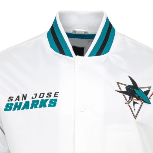 San Jose Sharks City Collection White Satin Jacket - Image 3