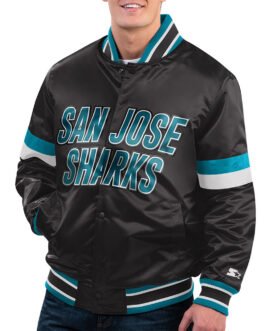 San Jose Sharks Home Game Black Satin Jacket