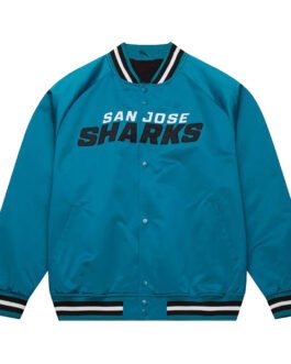 San Jose Sharks Current Logo Teal Blue Satin Jacket