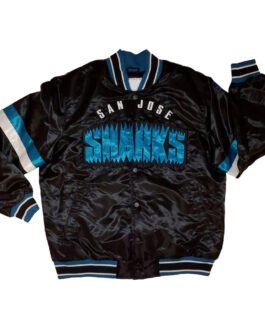 San Jose Sharks Striped Black Satin Jacket