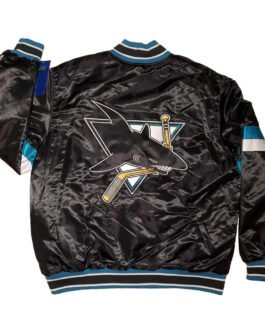 San Jose Sharks Striped Black Satin Jacket