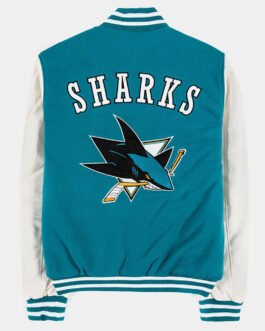 San Jose Sharks Teal and White Varsity Jacket