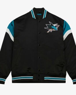 San Jose Sharks Bomber Teddy Black Satin Jacket