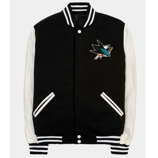 San Jose Sharks Black and White Varsity Jacket