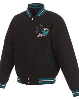 Black San Jose Sharks Varsity Wool Jacket