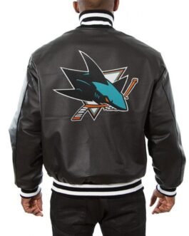 Varsity San Jose Sharks Black Leather Jacket