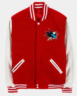 San Jose Sharks Red and White Varsity Jacket