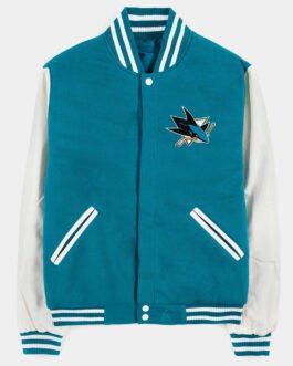 San Jose Sharks Teal and White Varsity Jacket