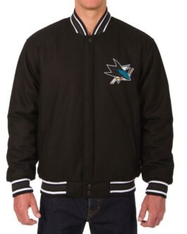 Varsity San Jose Sharks Black Wool Jacket