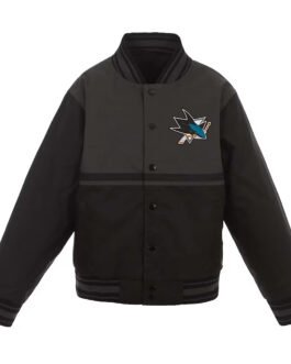 Youth San Jose Sharks Black Poly-Twill Jacket
