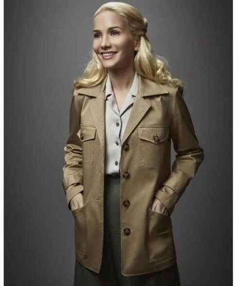 Natalia Oreiro Santa Evita Mid Length Beige Cotton Coat - Image 2